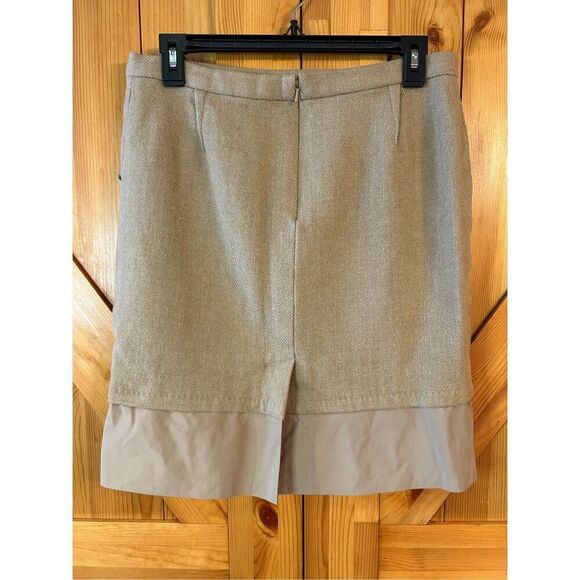BCBG Maxazria Skirt Womens 8 Tan Wool Straight Pencil Classic Career Pockets (83 - Picture 3 of 5